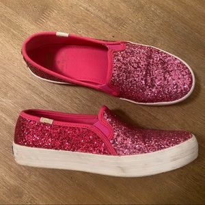 Kate Spade Hot Pink Sparkly Slip On Sneakers